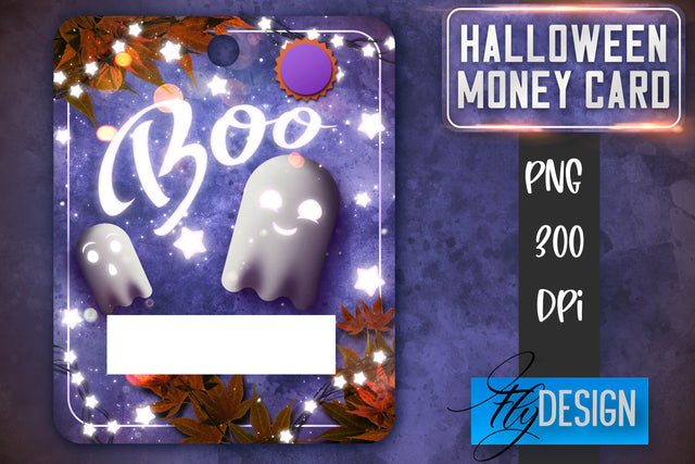 Halloween Money Card PNG Design | Halloween Money Holder | Pumpkin PNG Sublimation Fly Design 