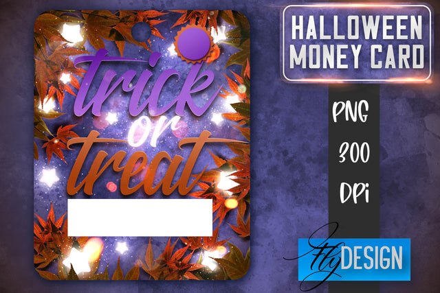 Halloween Money Card PNG Design | Halloween Money Holder | Pumpkin PNG Sublimation Fly Design 