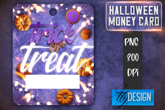 Halloween Money Card PNG Design | Halloween Money Holder | Pumpkin PNG SVG Fly Design 