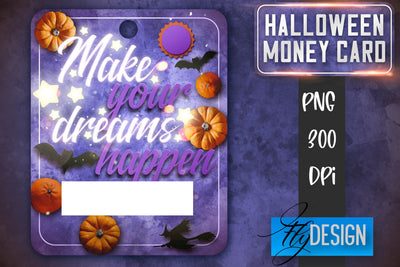 Halloween Money Card PNG Design | Halloween Money Holder | Pumpkin PNG SVG Fly Design 