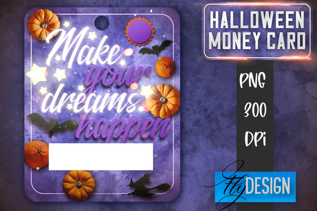 Halloween Money Card PNG Design | Halloween Money Holder | Pumpkin PNG SVG Fly Design 