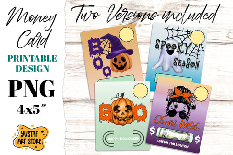 Halloween Money Card printable 4 design. Money card holder Sublimation Yustaf Art Store 