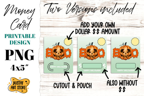 Halloween Money Card printable 4 design. Money card holder Sublimation Yustaf Art Store 