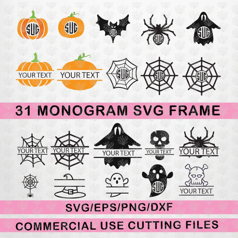 Halloween Monogram & Frames Bundle – Halloween SVG EPS DXF PNG Cutting Files SVG CoralCutsSVG 