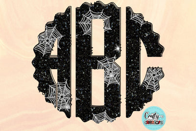Halloween Monogram PNG, Black Spiderweb Alphabet Doodle Set Sublimation Crafty Mama Studios 
