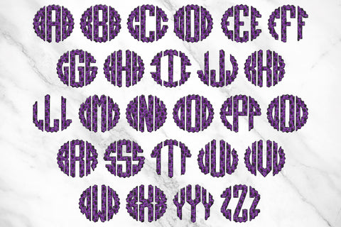 Halloween Monogram PNG, Purple Cat Alphabet Doodle Set Sublimation Crafty Mama Studios 