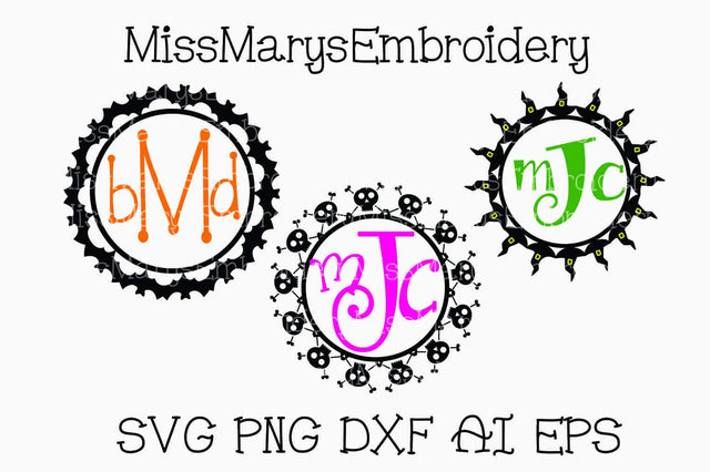 Halloween Monogram Rings SVG MissMarysEmbroidery 