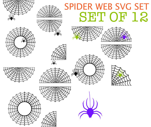Halloween Monogram Spider Web SVG Set (12) SVG So Fontsy Design Shop 