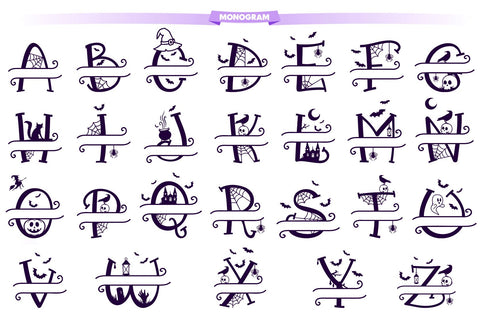 Halloween Monogram SVG Alphabet SVG Feya's Fonts and Crafts 