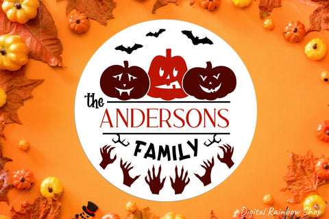 Halloween Monogram svg, Halloween round door sign bundle svg SVG Digital Rainbow Shop 