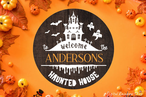 Halloween Monogram svg, Halloween round door sign bundle svg SVG Digital Rainbow Shop 