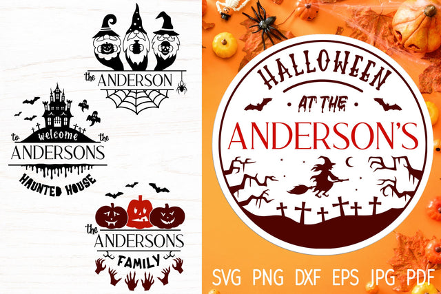 Halloween Monogram svg, Halloween round door sign bundle svg SVG Digital Rainbow Shop 