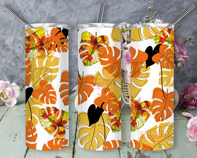 Halloween Monstera Leaf Full Tumbler Wrap, Tropical Leaf 20oz Skinny Tumbler, Fall Leaves Tumbler Png, Monstera Sublimation Design, Digital Download Sublimation DesignSVG 