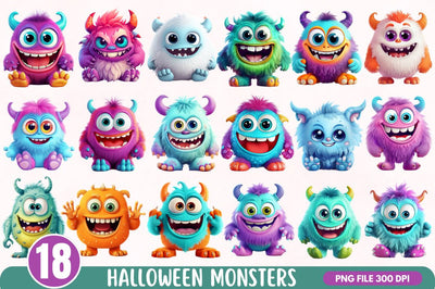 Halloween Monsters Clipart Bundle Sublimation Regulrcrative 