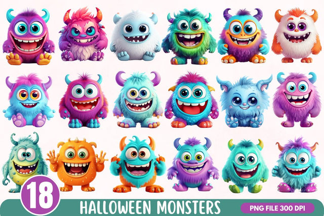 Halloween Monsters Clipart Bundle Sublimation Regulrcrative 