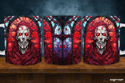 Halloween Monsters Mug Wrap | 11 Oz | Stained Glass Sublimation Sublimation SvgOcean 
