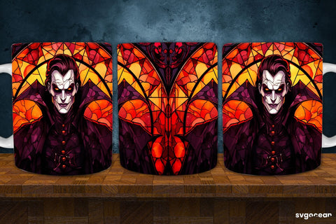 Halloween Monsters Mug Wrap | 11 Oz | Stained Glass Sublimation Sublimation SvgOcean 