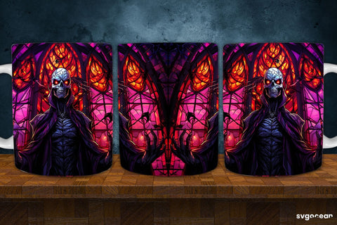 Halloween Monsters Mug Wrap | 11 Oz | Stained Glass Sublimation Sublimation SvgOcean 