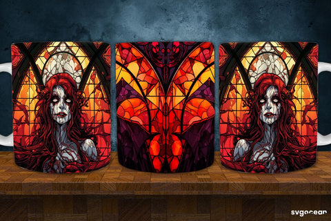 Halloween Monsters Mug Wrap | 11 Oz | Stained Glass Sublimation Sublimation SvgOcean 