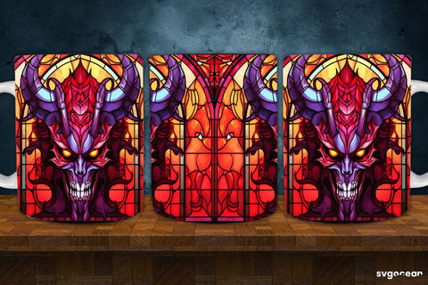 Halloween Monsters Mug Wrap | 11 Oz | Stained Glass Sublimation Sublimation SvgOcean 