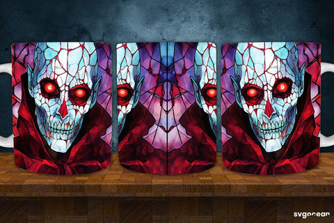 Halloween Monsters Mug Wrap | 11 Oz | Stained Glass Sublimation Sublimation SvgOcean 