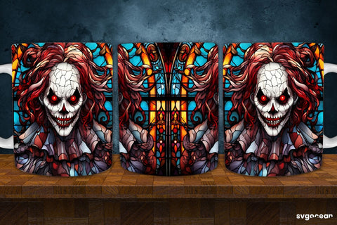 Halloween Monsters Mug Wrap | 11 Oz | Stained Glass Sublimation Sublimation SvgOcean 