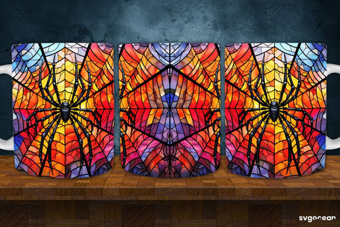 Halloween Monsters Mug Wrap | 11 Oz | Stained Glass Sublimation Sublimation SvgOcean 