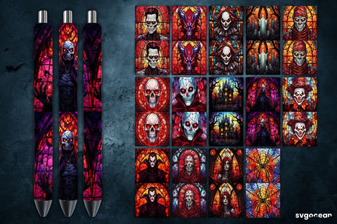 Halloween Monsters Pen Wrap | Stained Glass Sublimation Sublimation SvgOcean 
