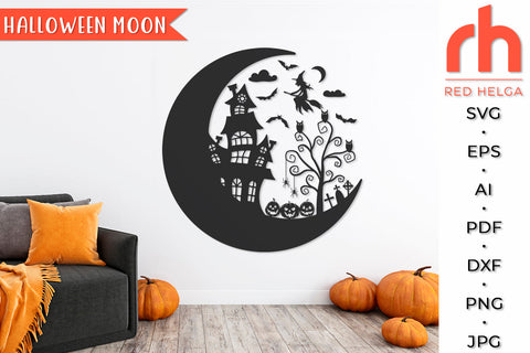 Halloween Moon SVG - Crescent Luna Cut File SVG RedHelgaArt 