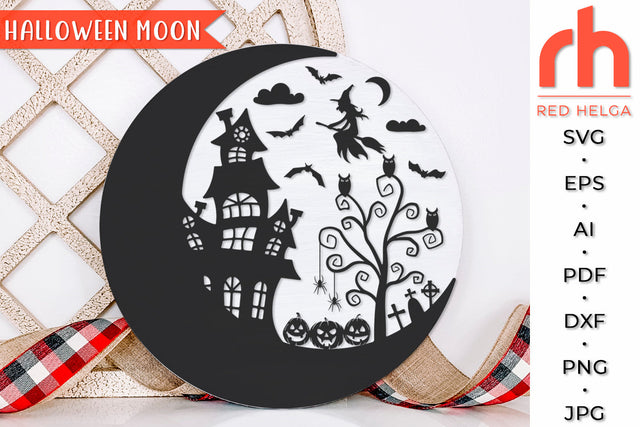 Halloween Moon SVG - Crescent Luna Cut File SVG RedHelgaArt 