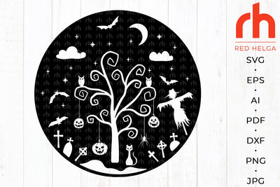 Halloween moon svg - Full moon svg - Halloween decor svg SVG RedHelgaArt 