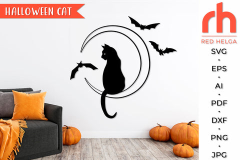 Halloween Moon SVG - Scary Cat Cut File SVG RedHelgaArt 