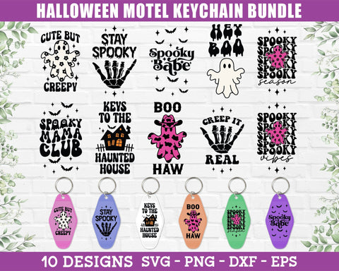Halloween Motel Keychain SVG Bundle - Halloween SVG, Vintage Retro Keychain SVG, Hotel Keychain SVG, Halloween Keychain SVG, Halloween PNG SVG GraphicsTreasures 