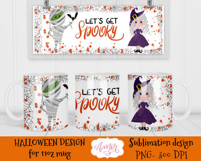 Halloween mug sublimation design, mummy and witch png Sublimation Amorclipart 