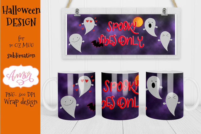 Halloween mug sublimation design, spooky vibes PNG Sublimation Amorclipart 