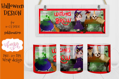 Halloween mug sublimation design, witches brew PNG Sublimation Amorclipart 