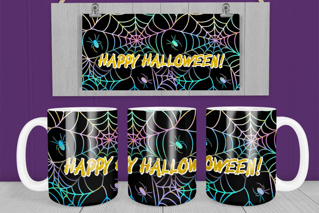 Halloween mug sublimation spiderweb wrap 15 Oz and 11 Oz Sublimation Svetana Studio 