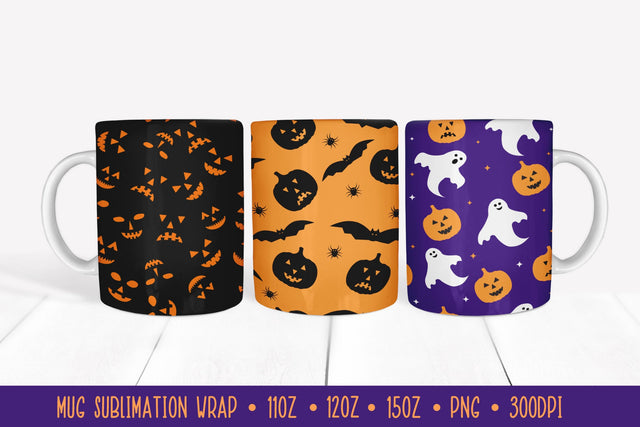 Halloween Mug Sublimation Wrap 3 Designs SVG LaBelezoka 