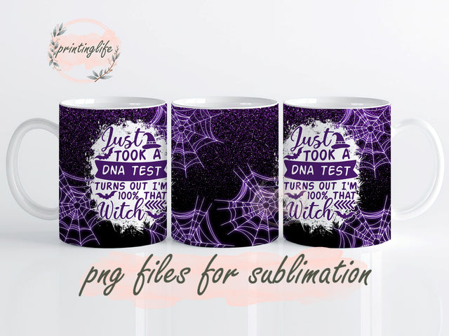 Halloween Mug Wrap, 100% That Witch Mug png, Witch Design, Halloween png, Spooky Mug PNG Sublimation PrintingLife 
