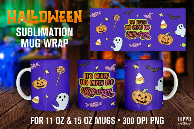 Halloween Mug Wrap for Sublimation 11oz & 15oz Sublimation Hippo Creations 
