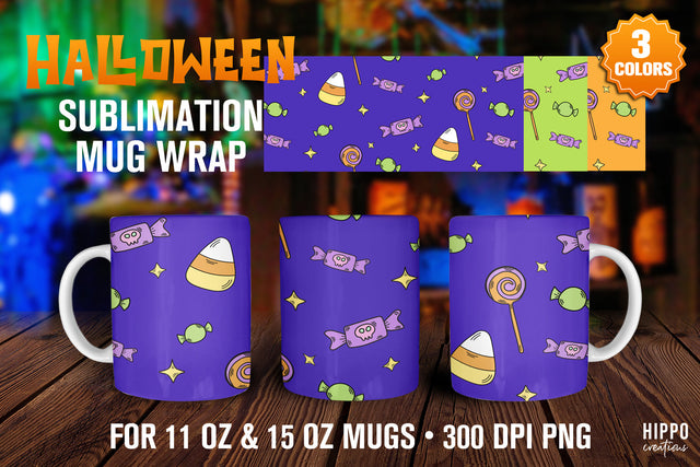 Halloween Mug Wrap, Halloween Sublimation Design 11oz & 15oz Sublimation Hippo Creations 