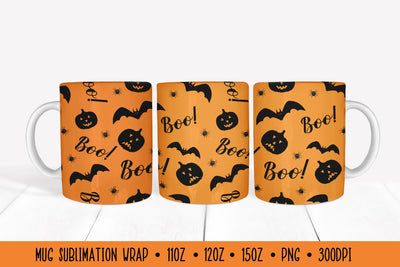 Halloween Mug Wrap Sublimation Design. Boo Mug Wrap Sublimation LaBelezoka 