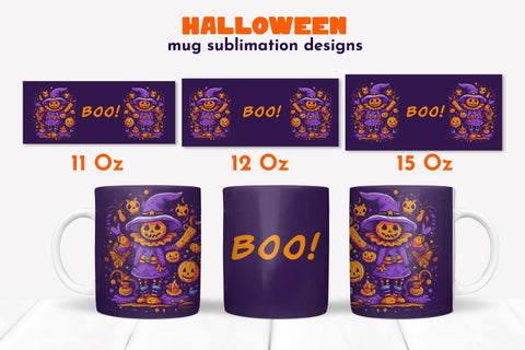 Halloween mug wrap sublimation design. Pumpkin, Boo sign Sublimation Angelina Semenova 