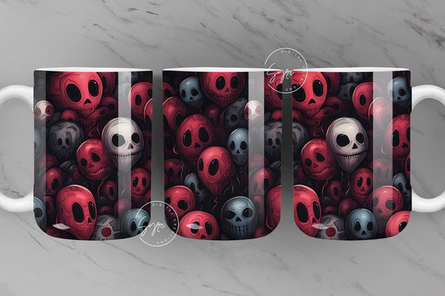 Halloween Mug Wrap, Zombie, Alien Balloon, Spooky, Horror Design, Creepy, Coffee Mug PNG, 11 & 15 Oz Mug Sublimation, Digital Download Sublimation Syre Digital Creations 