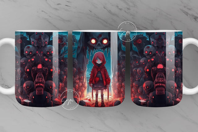 Halloween Mug Wrap, Zombie, Girl, Skulls, Spooky, Horror Design, Creepy, Coffee Mug PNG, 11 & 15 Oz Mug Sublimation, Digital Download Sublimation Syre Digital Creations 