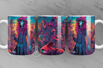 Halloween Mug Wrap, Zombie, Skeleton, Spooky, Horror Design, Creepy, Coffee Mug PNG, 11 & 15 Oz Mug Sublimation, Digital Download Sublimation Syre Digital Creations 