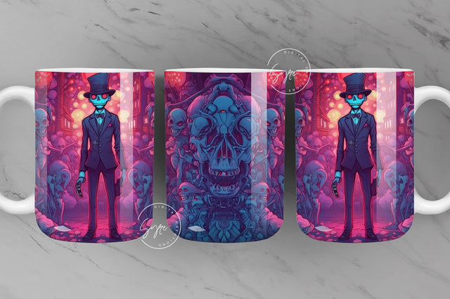 Halloween Mug Wrap, Zombie, Skulls, Spooky, Horror Design, Creepy, Coffee Mug PNG, 11 & 15 Oz Mug Sublimation, Digital Download Sublimation Syre Digital Creations 