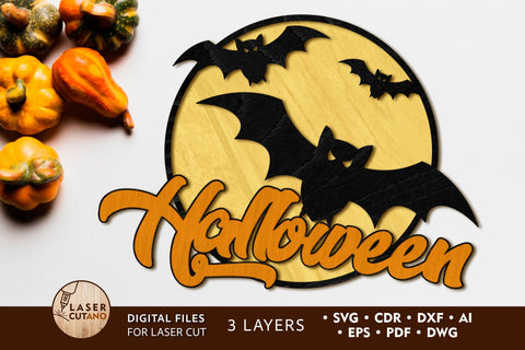 HALLOWEEN Multilayer Cut Files, Decorative Wall Art, Multilayer Cut Files for Laser Cut Wood or Cricut, Paper Craft, Sign SVG, 3D Designs SVG LaserCutano 