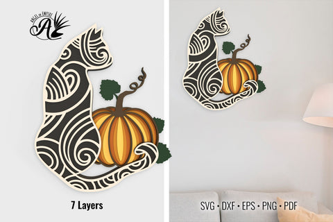 Halloween Mummy Cat and Pumpkin 3D SVG cut files SVG Angel on Empire 
