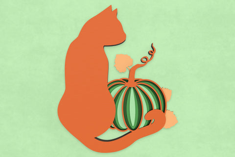Halloween Mummy Cat and Pumpkin 3D SVG cut files SVG Angel on Empire 